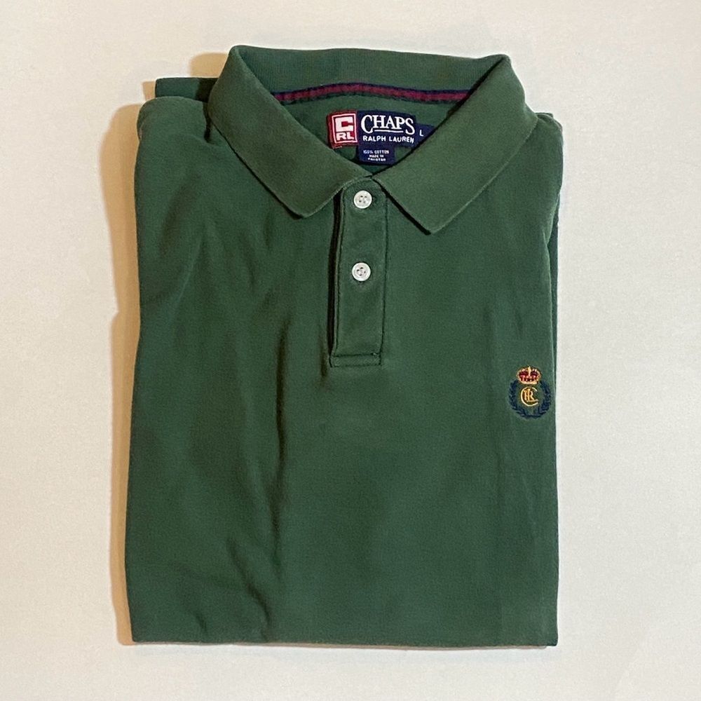 Vintage Chaps Ralph Lauren Green Sweater 💯 Cotton Size L